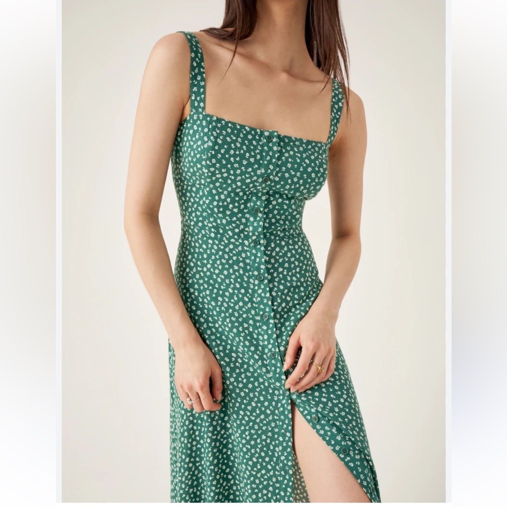 REFORMATION VIRGIL FLORAL SUNDRESS IN COLETTE-Green & White Floral Dress…